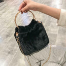 Fashion Soft Plush Handbag Women Shoulder Messenger Bag Travel Tote (Black)