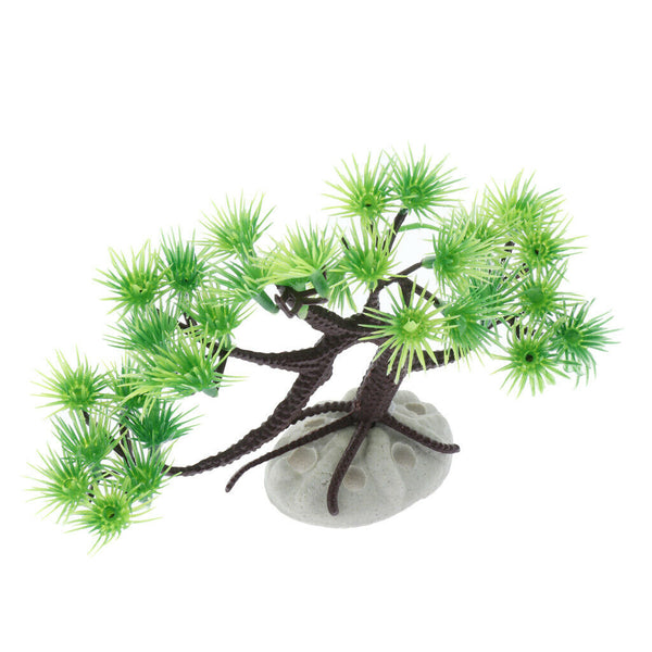 1PCS Artificial Green Curved Pine Tree Plants Reptile Habitat Decor New