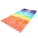 Tassel Rectangle Swimming Bath Spa Beach Towel Yoga Mat Quick Dry Rainbow Print