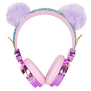 Cute Glitter Bling Bear Ear Kids Headphone for Girls Children Birthday Gift