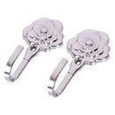 2Pcs Rose Pattern Metal Wall Decorative Tieback Curtain Hooks Towel Hanger N8V6