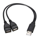 1x USB 2.0 A Male To 2 Dual Female Jack Y Splitter Cord Adapter Hub Cable P K4E2