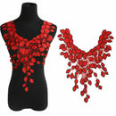 Large Red Flower Lace Embroidery Venise Neckline Motif Collar Patches Applique