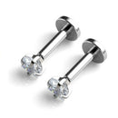 2 Stainless Steel Square Zircon  Helix Tragus Lip Earring Stud 8mm