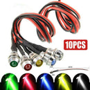 10x Car Boat 12V 8mm LED Indicator Light Bulbs Dash Dashboard Panel Warning Lamp