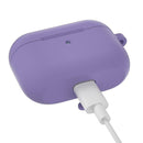 Silicone Earphone Case Protective Cover Box for Airpods Pro (Light Purple) A