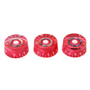 Acrylic Red Round Speed Control Knob for Electric Guitar White Numeral Trim