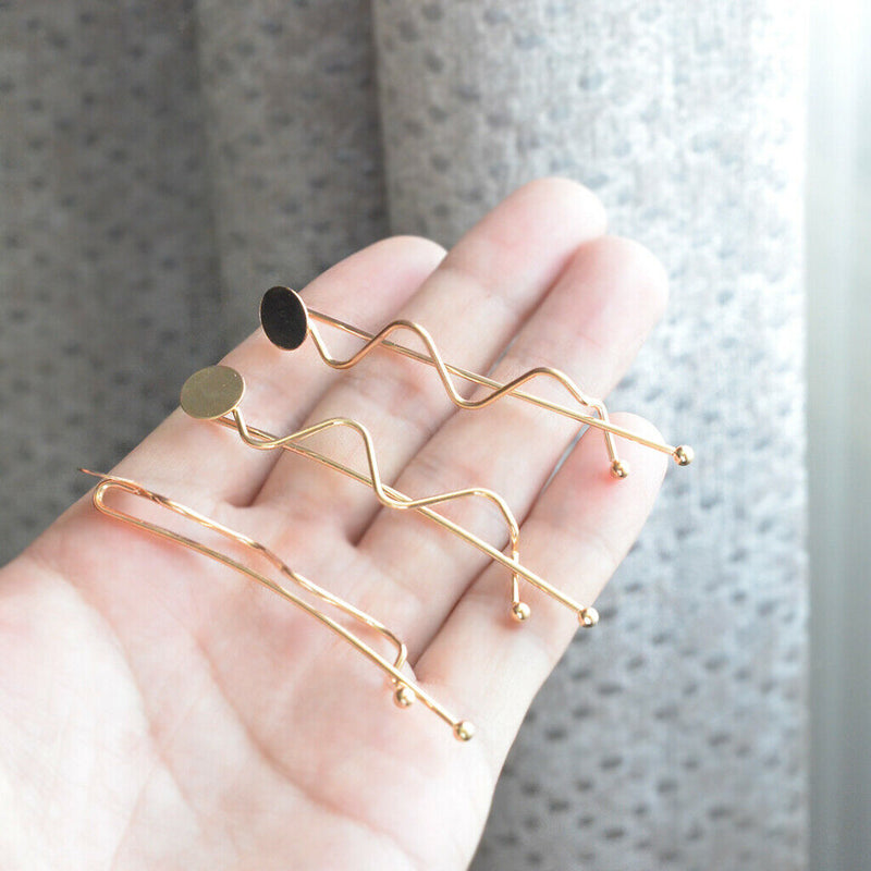 10Pcs Metal Hairpin Minimalist Style Waved Shape Clips Barrette for Women