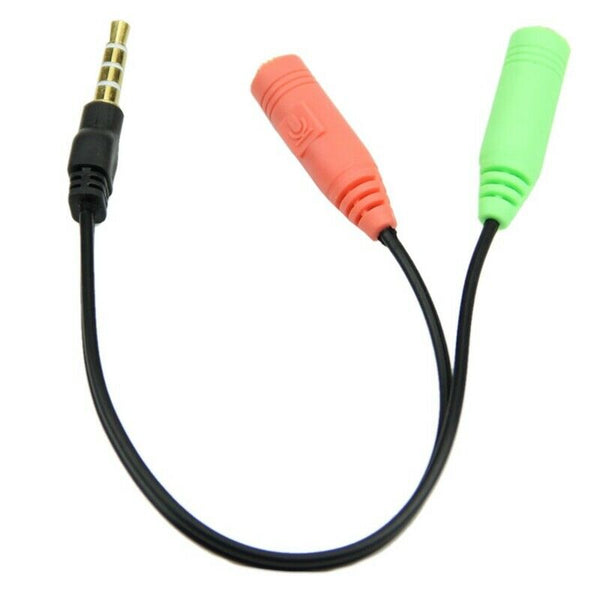 PC Headset To Smartphone Adapter Dual 3.5mm Male to Female Splitter Cable J3Z5