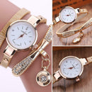 Fashion Luxury Rhinestone Bracelet Women Top Quartz Casual Watch Beige A