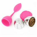 Tea Infuser - Set Of 7 Silicone Handle Stainless Steel Strainer Drip Tray I H2E2