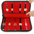 20 Slots/Grids Leather Watch Case With Zipper Velvet Wristwatch Display Sto