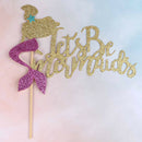 let's be mermaids glitter cake topper birthday party decorations supplies  ZBX