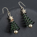 Women Star Christmas Tree Earrings Dangle Hook Ear Drop Green Pendent Xmas Gifts