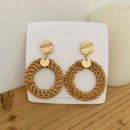Rattan Earrings Hoop Woven Handmade Straw Wicker Braid Drop Dangle Earrings
