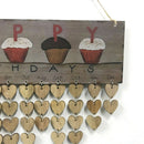 Wooden birthday reminder board plaque sign hanging family & friends calenda Gw