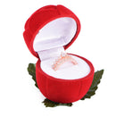 Red Rose Flower Velvet Jewelry Storage Box Engagement Ring Display Case JR