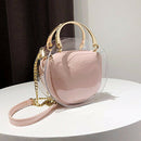 Round Clear Crossbody Bag Messenger Handbag Tote Shoulder Money Bank with I