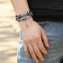 Multi-Layer PU Braided Turquoise Bracelet Women Men Circle Bangles Jewelry
