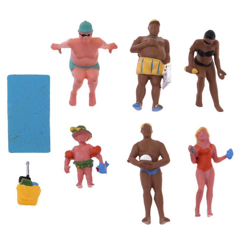 6pcs HO Scale People Miniatures for Sand Table Beach Scenery Diorama Layout