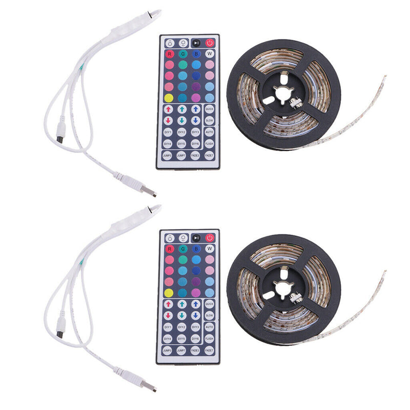 2 Pieces LED TV Backlight Strip USB RGB 5050 Multi Color With 44 Key Remote
