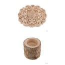 2x Wood Flower Appligue S-Size with  10x Natural Stump Wooden Candle Holder