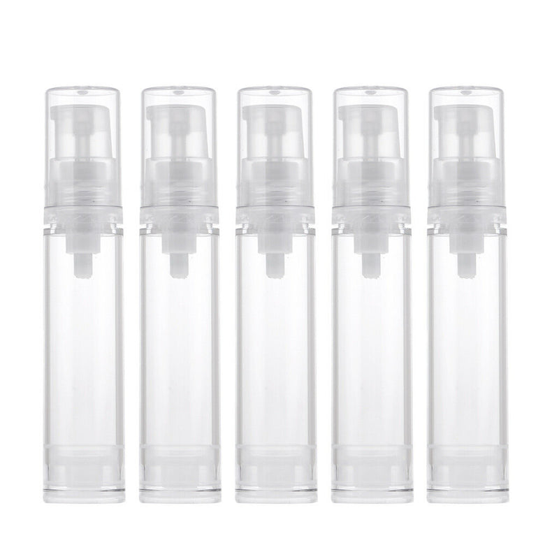 Portable Airless Bottle Cosmetic Treatment Pump Travel Empty Clear 10ml 5Pcs