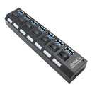 7port USB2.0 3.0 HUB With Power On/Off Switch High Speed Adapter Cable For PC LJ