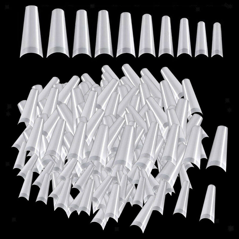 False Nails Half French Nail Tips Home DIY Nail Salon Tools 10 Sizes Natural