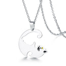 1 Pair Stainless Steel Yin Yang Cat Puzzle Piece Matching Couple Pendant