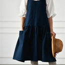 Washable Cotton Linen Kitchen Apron with Pockets for Cooking Baking Flower