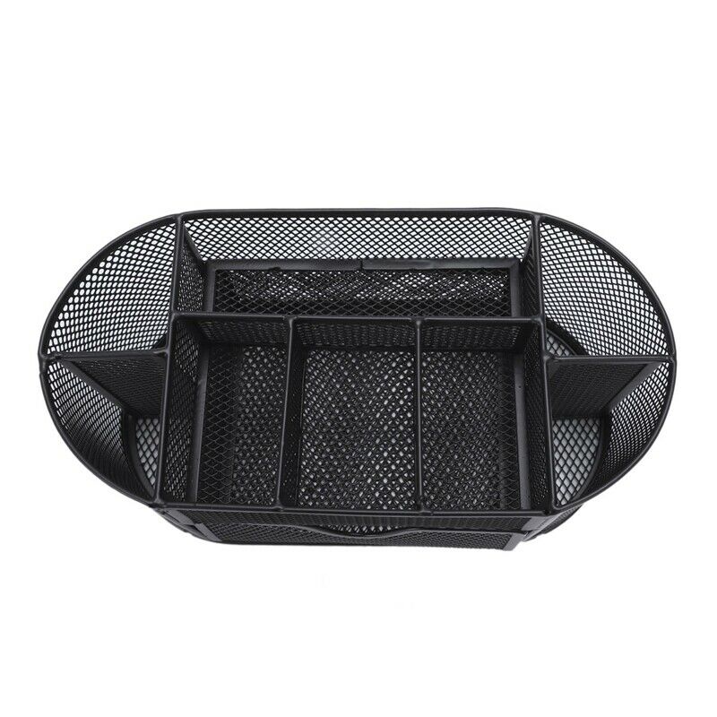 Multifunctional 9 Components Table Metal Desktop Storage Box (Black) J8N7