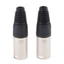 2x Metal 4Pin XLR Male Cable Connector, for Pro Microphones