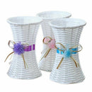 Artificial Plastic Rattan Flower Vase Roses Floral Storage Round Basket Hom U3M6