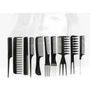 10 Pcs Professional Styling Comb Salon Barber Hair Coloring Cutting Combs Black