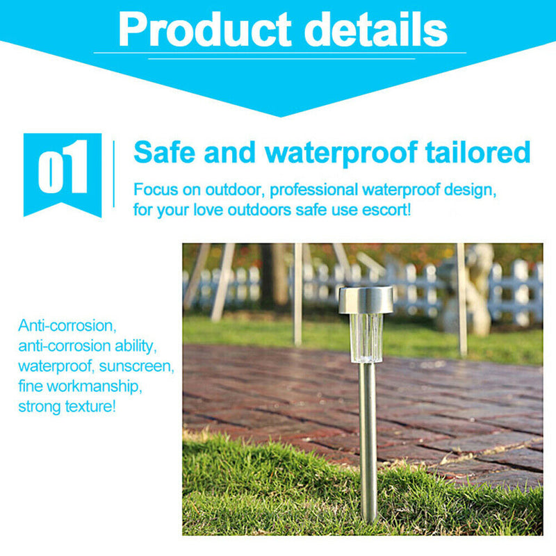 10x LED Solar Lawn Lamp Garden Pathway Yard Bollard Light (Warm Light)