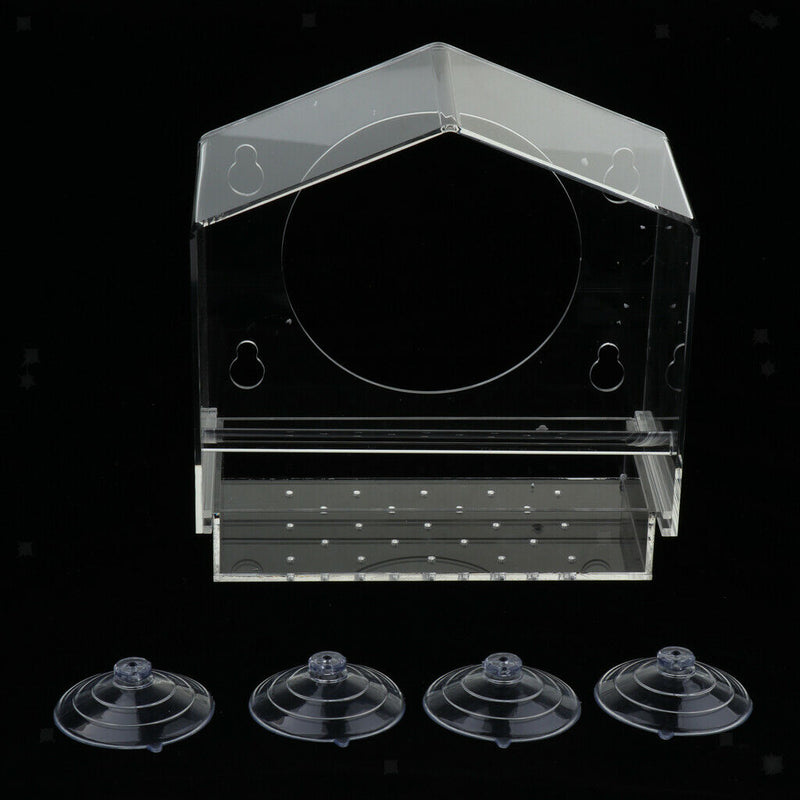 Acrylic Bird Seed Container Feeder For Birds Cage Weatherproof Birding