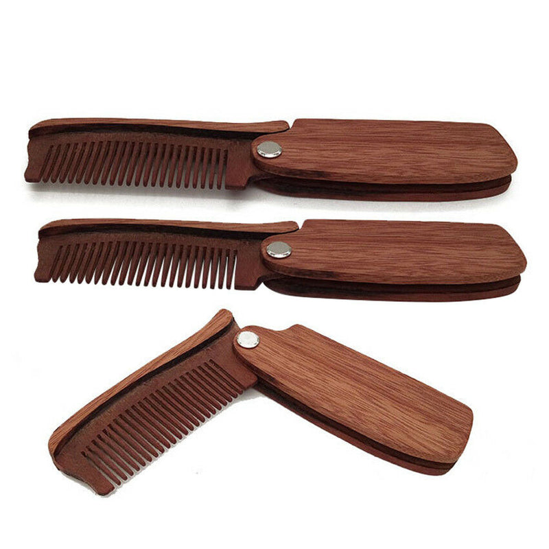 Fashion Men Sandalwood Comb Folding Anti Static Beard Pocket Wood Moustache Hair