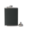 Pocket Hip Flask 8 Oz with Funnel Stainless Steel with Black Leather Wrappe