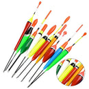 10Pcs/Lot Fishing Float Bobber Set Mix Size Color Plastic Vertical Buoy Fis Y4P1
