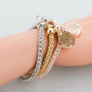 Womens 3Pcs Elastic Bracelets Bangle Hallow Out Tree Pendant Corn Chain Jewelry