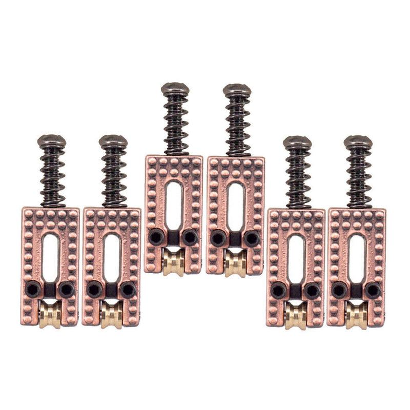 6 Pack Red Copper Roller Tremolo Bridge Saddles for Stratocaster Telecaster