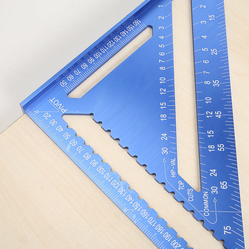 12 inch Metric Aluminum Alloy Triangular Measuring Ruler Angle Protractor