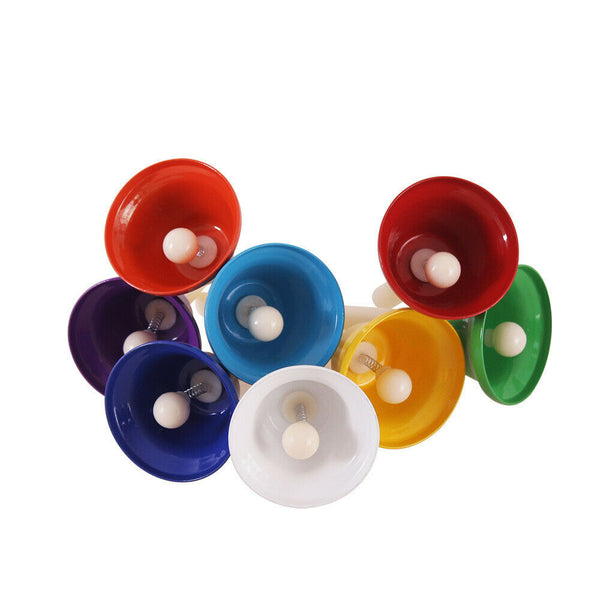 8pcs Hand Bells Set, Colorful Percussion 8 Note Diatonic Hand Bell Kit for