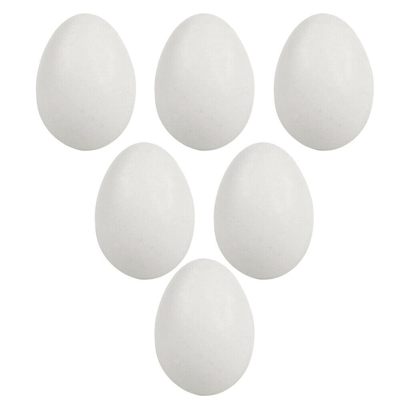 6x Wooden Easter Craft Eggs, Display, Smooth,Ready to Paint and Decor White