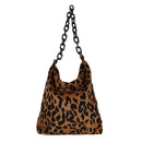 Fashion Corduroy Handbag Chain Totes Lady Shoulder Shopping Bag (Leopard)