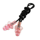Black Elastic Rubber String Clear Pink Silicone Swim Ear Plugs w Storage Ca G2K4