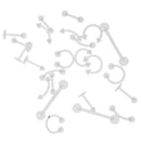 24Pcs Mixed Styles Acrylic Body Jewelry Piercing Eyebrow Navel Belly Nose Tongue