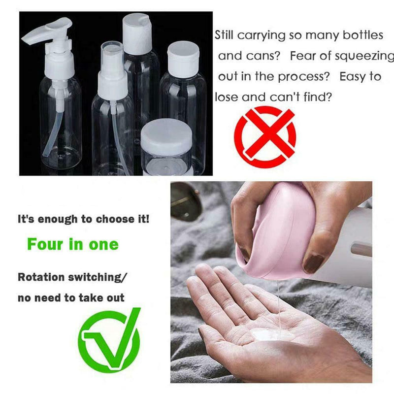 5pcs/set 4 In 1 Lotion Dispenser Bottle Set Travel Emulsion Bottle (Pink)