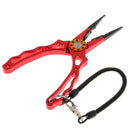 Red Fishing Pliers Line Cutter Split Ring Tools with Sheath and Lanyard